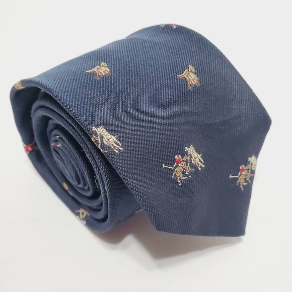 Polo Ralph Lauren Blue Geometric Men's Designer Silk Neck Tie Jacquard Fabric - Picture 1 of 5